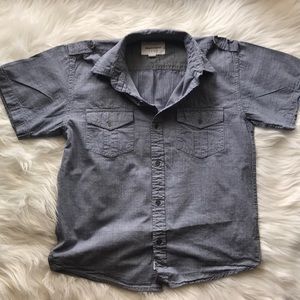 Blue Paper denim cloth boy short sleeve shirt 7